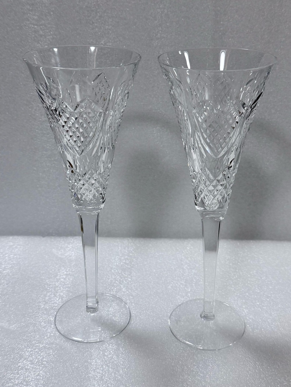 Waterford Heirloom Champagne Flutes Pair Wedding Toasting Glasses